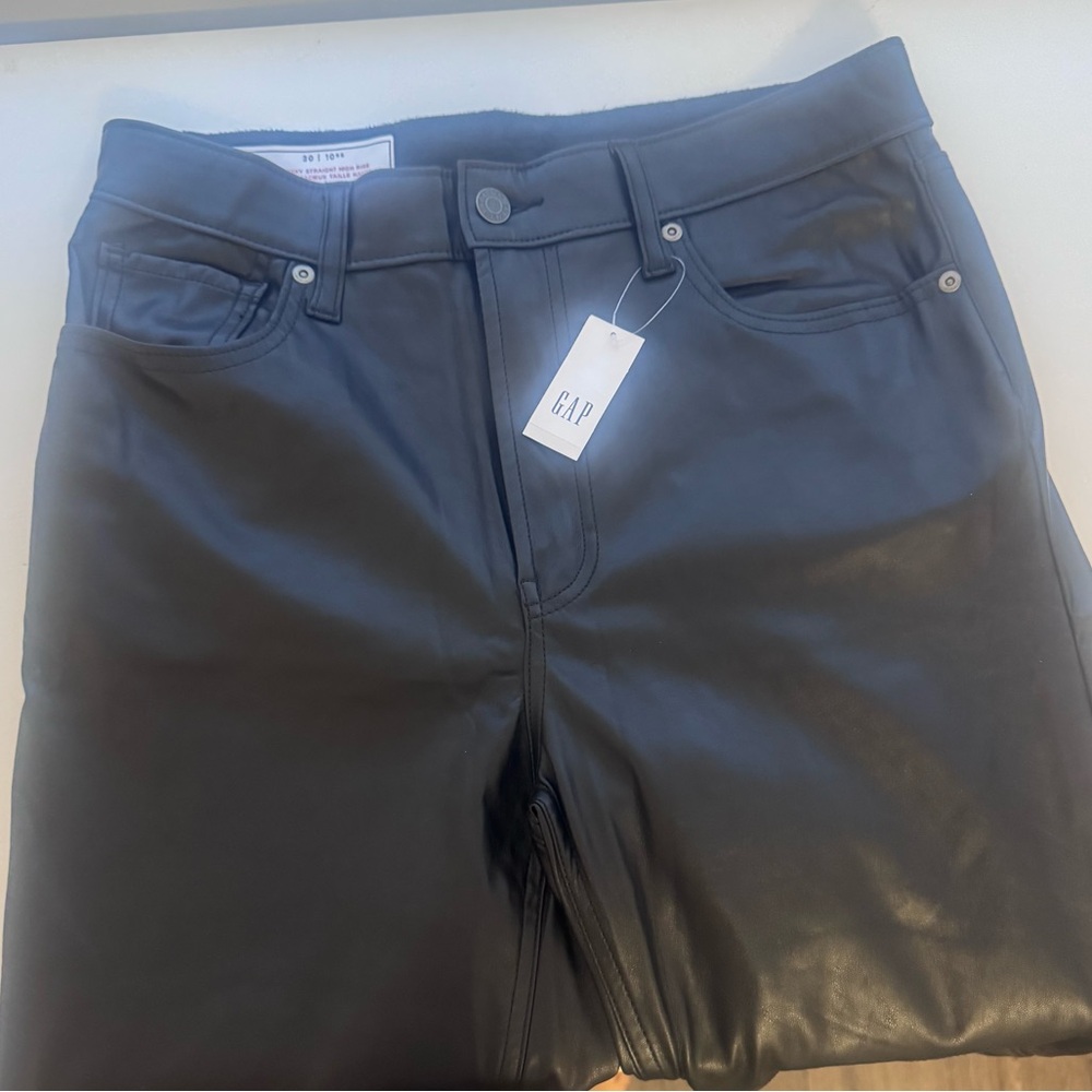 GAP Women's Sleek Black Faux Leather Pants